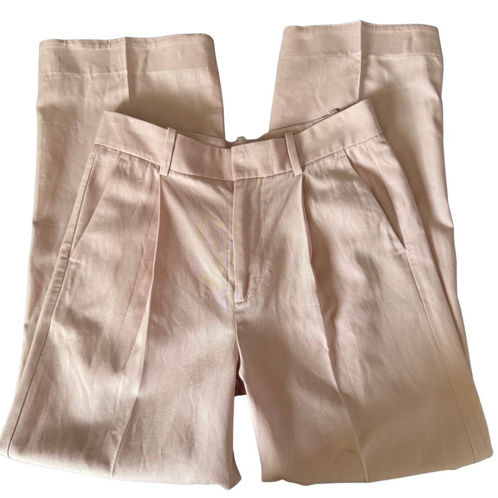 Madewell High Waisted Wide Leg Pleated Trousers Blush Pink Tailored Dress Pants